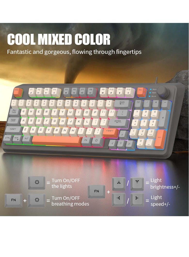 Gasin XUNFOX K82 Gaming Keyboard – 94 Keys, RGB Backlit, Three Color Combinations, Minimalist Layout, Mechanical Keyboard for Gamers  - Image 2