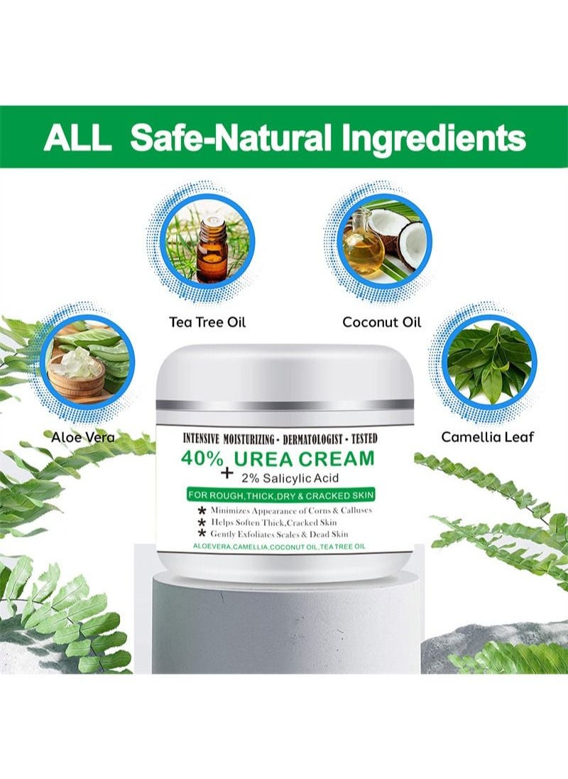 Crazylife - Urea Cream 40% for Feet Maximum Strength with 2% Salicylic Acid, Dermatologist-Tested Intense Moisturiser,Callus Remover, Dead Skin Exfoliation, Hand and Foot Cream for Dry Cracked Elbows, Heels, Knees - Image 1