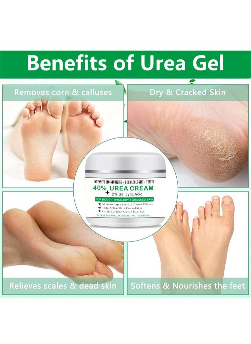 Crazylife - Urea Cream 40% for Feet Maximum Strength with 2% Salicylic Acid, Dermatologist-Tested Intense Moisturiser,Callus Remover, Dead Skin Exfoliation, Hand and Foot Cream for Dry Cracked Elbows, Heels, Knees - Image 1