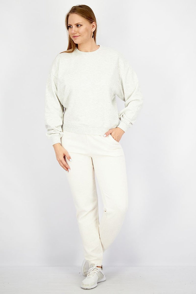 XOXO Women Plain Long Sleeves Sweatshirt, Melange Grey - Image 2