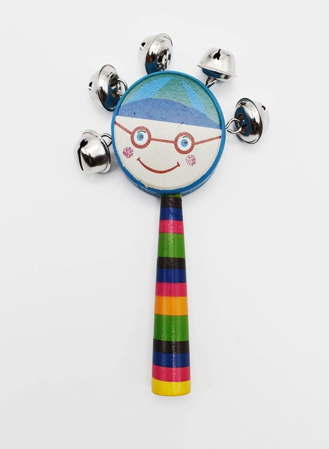 Justhandmade Wooden Ghirgitley (Round) Bell Toy for Kids (Light Blue) - Image 1