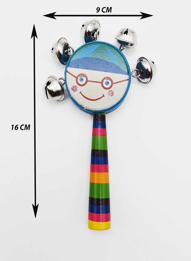 Justhandmade Wooden Ghirgitley (Round) Bell Toy for Kids (Light Blue) - Image 2