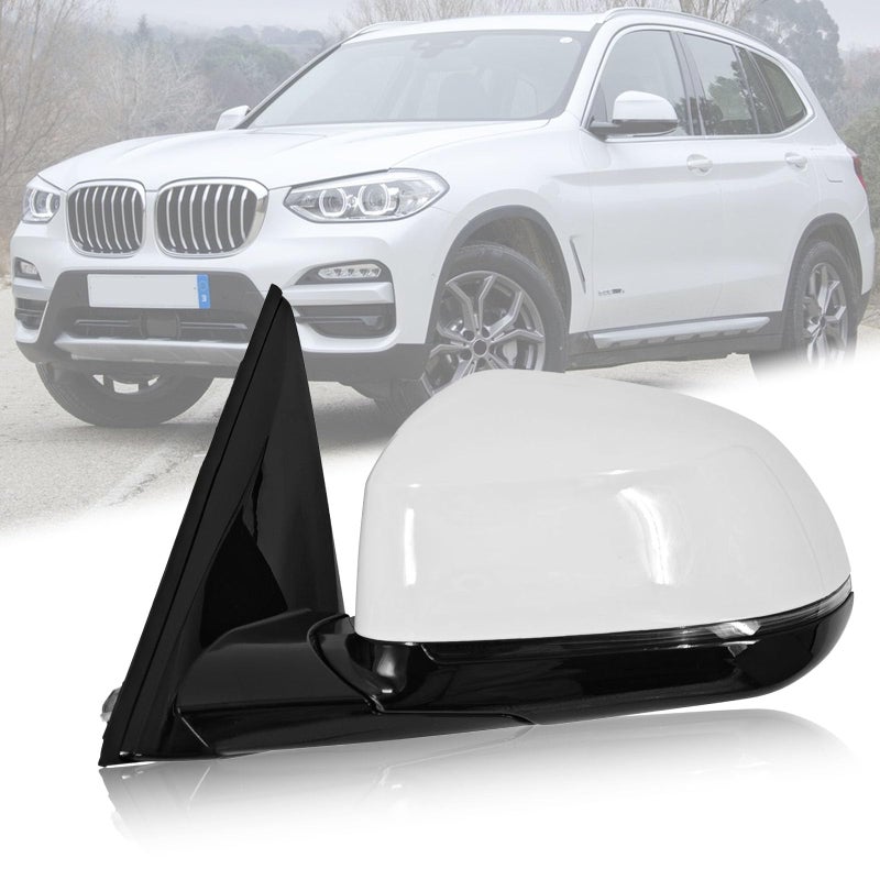 DanVard Driver Side View Mirror Assembly Compatible with BMW X3 G01 G08 20182023 20L 30L White Left Rear Outside Mirrors Without Camera wBlind Spot Turn Signal Heated Power Foldable
