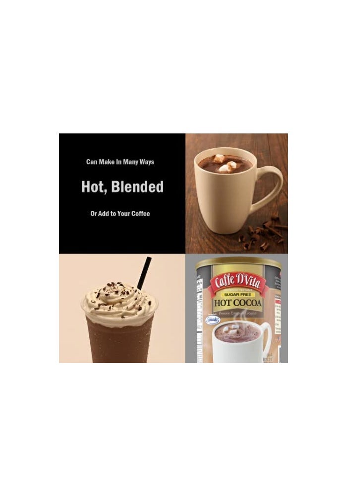 Caffe D'Vita Sugar Free Hot Cocoa Mix - Sugar Free Hot Chocolate Mix, Gluten Free, Low Fat, No Cholesterol, No Hydrogenated Oils, No Trans Fat, Kosher, Hot Cocoa Mix Bulk - 2 Lb Can - Image 4