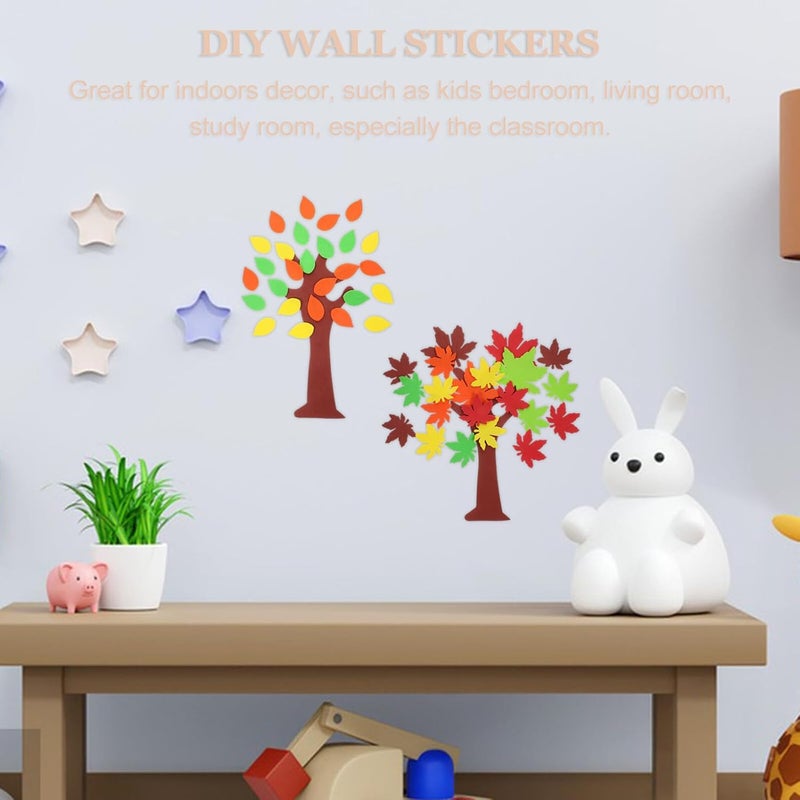 Eva Foam Sticker Decals for Classroom Wall Decor, Kindergarten Cartoon Wall Stickers, DIY Educational Bulletin Board Decorations, Leaf Design Set of 4 - Image 5