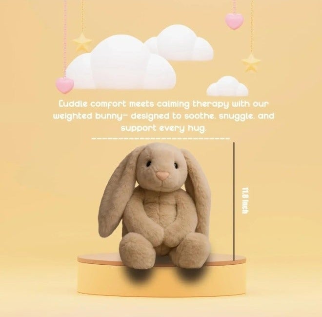 Abley's Weighted Vibrating Bunny Plush - 4lb (1.81kg) Sensory Stuffed Calming Rabbit for Anxiety Relief & Emotional Regulation - Deep Pressure & Vibration Therapy Tool - Image 2