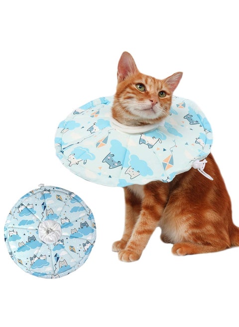 SYOSI Cat Recovery Collar, Soft Cat Cone Cat Protective Collar Adjustable Cone Collar Recovery Cone for Cats After Surgery Elizabeth Collar for Kitten Puppy (Blue)