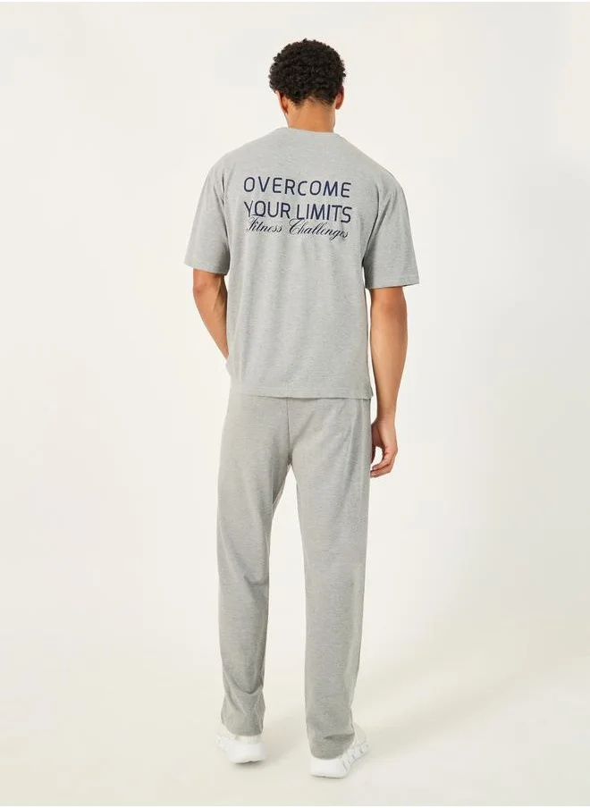 Styli Oversized T-Shirt and Slogan Print Joggers Training Set