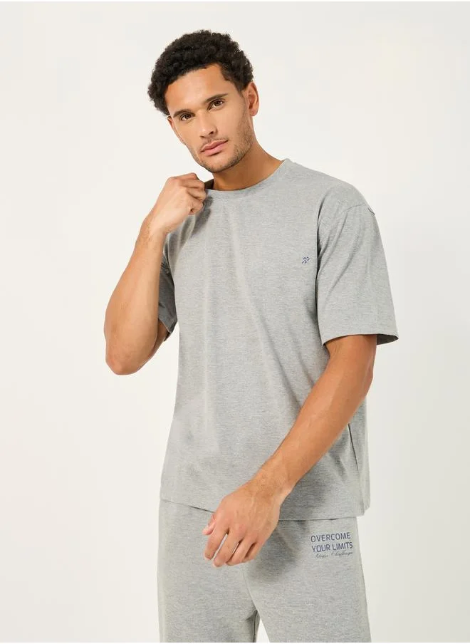 Styli Oversized T-Shirt and Slogan Print Joggers Training Set