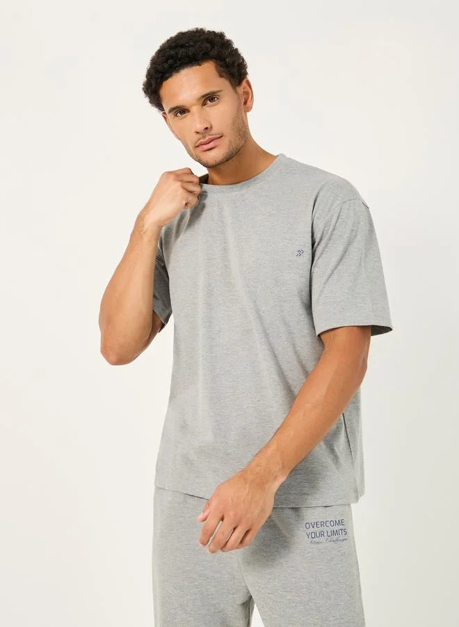 Styli Active Oversized T-Shirt and Slogan Print Joggers Training Set