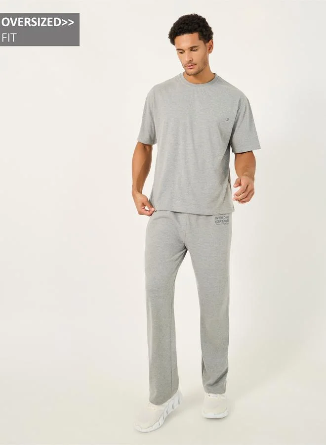 Styli Active Oversized T-Shirt and Slogan Print Joggers Training Set