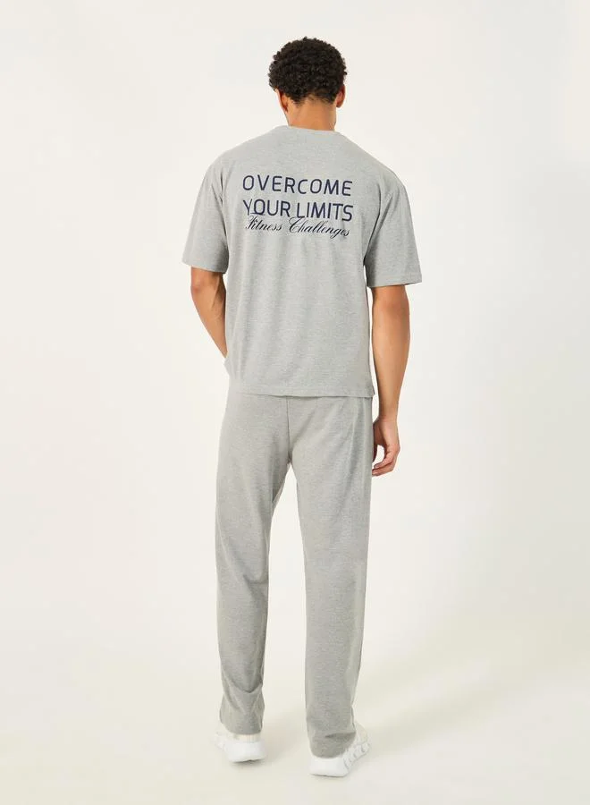 Styli Active Oversized T-Shirt and Slogan Print Joggers Training Set