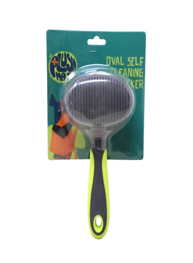 Plushmate Grooming & Cleaning Thin Slicker Brush for Dogs & Cats with Soft Grip Handle, Easy to Remove Loose Undercoat, Pet Massaging Tool Suitable for Long or Short Hair (Oval Shape) - Image 4