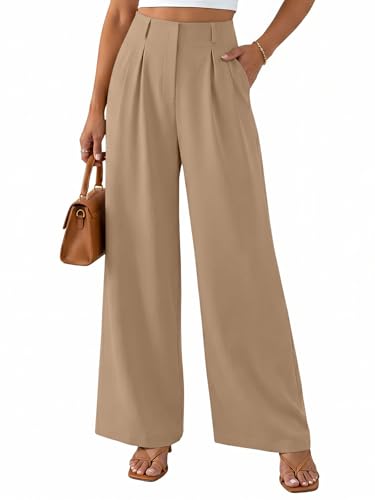 NIMIN Business Casual Pants for Women Wide Leg Khaki Chino Pants 2026 Office Slacks Flwoy Trousers Pockets L - Image 1
