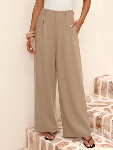 NIMIN Business Casual Pants for Women Wide Leg Khaki Chino Pants 2026 Office Slacks Flwoy Trousers Pockets L - Image 2