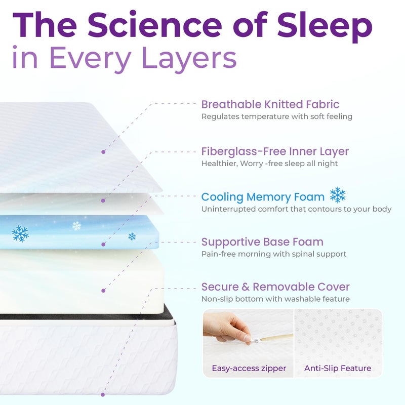 GAESTE 5 Inch Twin Cooling Gel Memory Foam Mattress Medium Firm Pressure Relief CertiPUR-US Certified Foam, Mattress in a Box Comfort & Supportive and Supportive No Fiberglass (Twin, 5 in) - Image 3