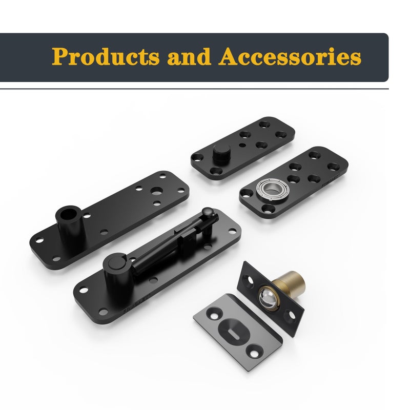 FRMSAET Heavy Duty Stainless Steel Hidden Door Pivot Hinge System Furniture Hardware 360 Degree Rotation Wooden Invisible Door Hinges Set Up Down Shaft - 1 Pack(Large,Black) - Image 4
