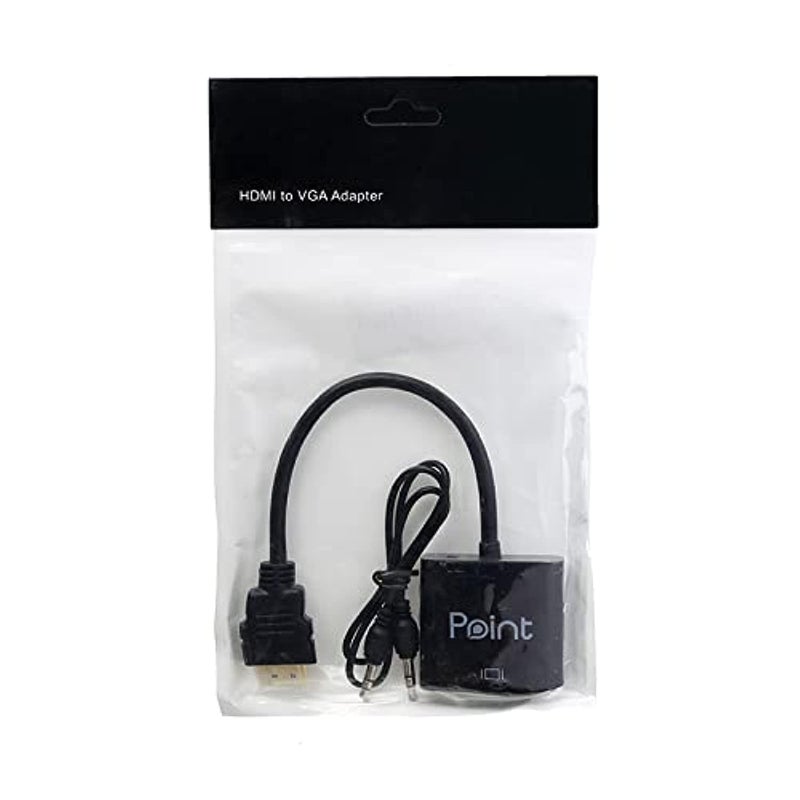 Adapter From HDMI To VGA With AUX Cable - Black - Image 1