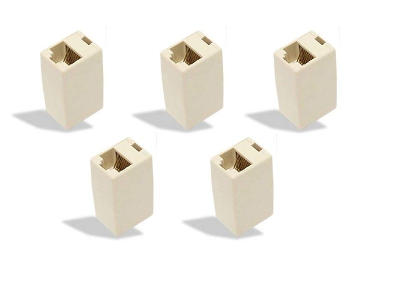 MVTECH Pack -5 RJ45 Coupler Cat7, Cat6 Cat5e RJ45 8P8C LAN Extension Jointer Extending the Ethernet Cables Female to Female Connector For Server, Router, Modem -CREAM - Image 1