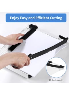 MileMelo A4 Paper Cutter Paper Guillotine Cutter Cut Cardboard 12x10inch Heavy-duty Metal Base for School,Home,Office White  - Image 3