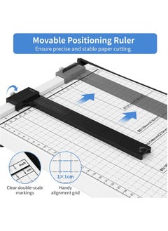 MileMelo A4 Paper Cutter Paper Guillotine Cutter Cut Cardboard 12x10inch Heavy-duty Metal Base for School,Home,Office White  - Image 4