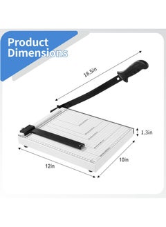 MileMelo A4 Paper Cutter Paper Guillotine Cutter Cut Cardboard 12x10inch Heavy-duty Metal Base for School,Home,Office White  - Image 2