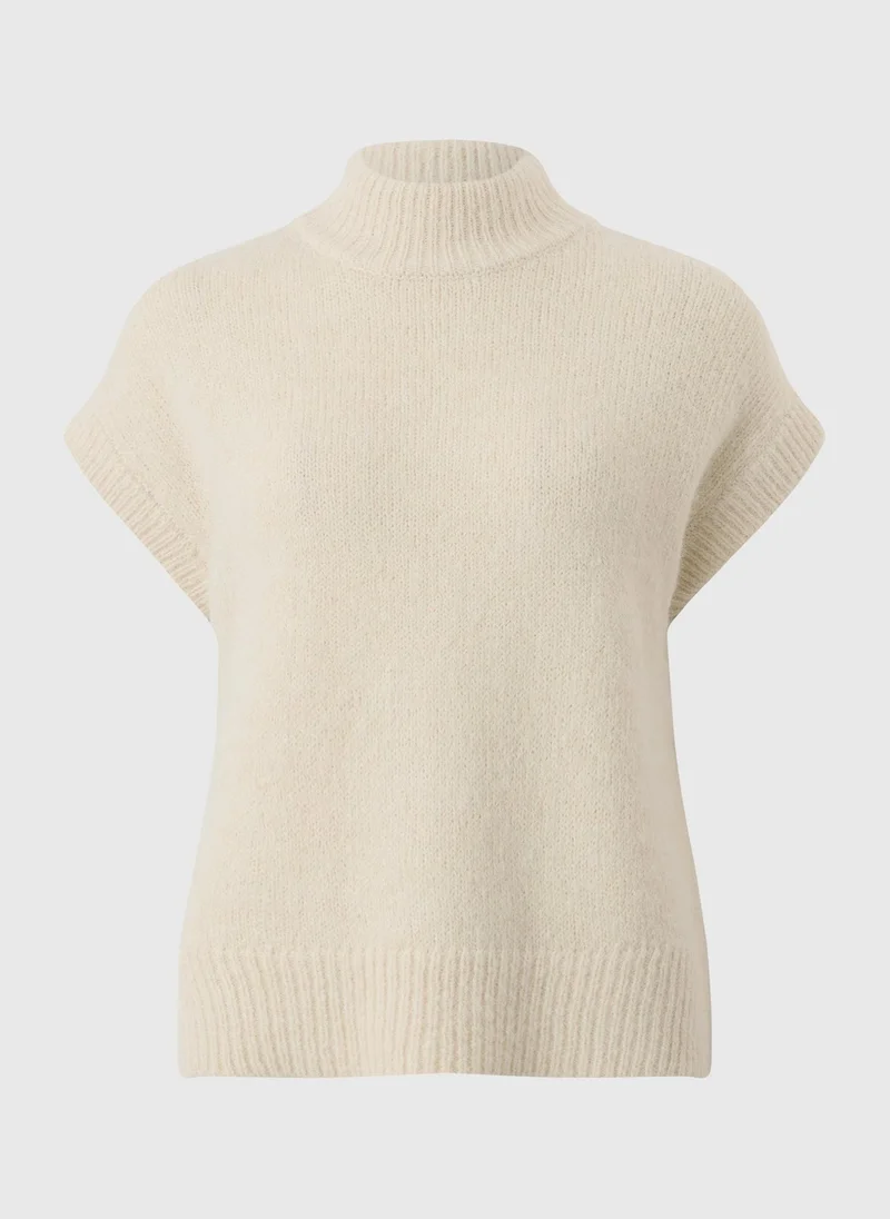 Matalan Et Vous Cream Knitted High Neck Vest