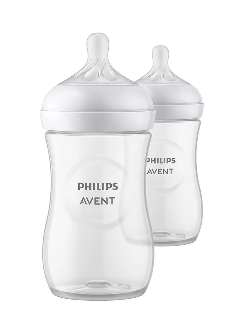 Philips Philips Avent Natural Response Baby Bottles, 1M+, Anti-Colic, BPA-Free, Wide Neck, Pack of 2, Ergonomic No-Drip Bottles - 260mL - Image 1