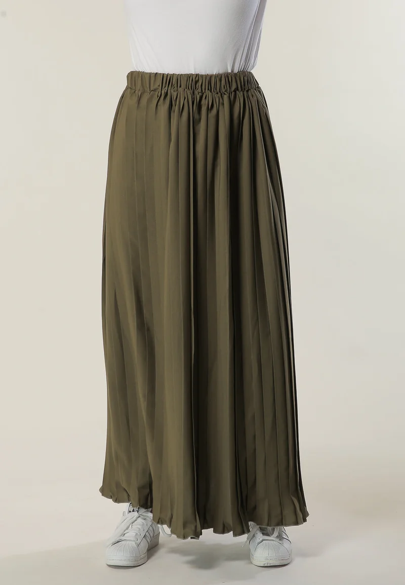 Moistreet Pleated High Waist Maxi Skirt