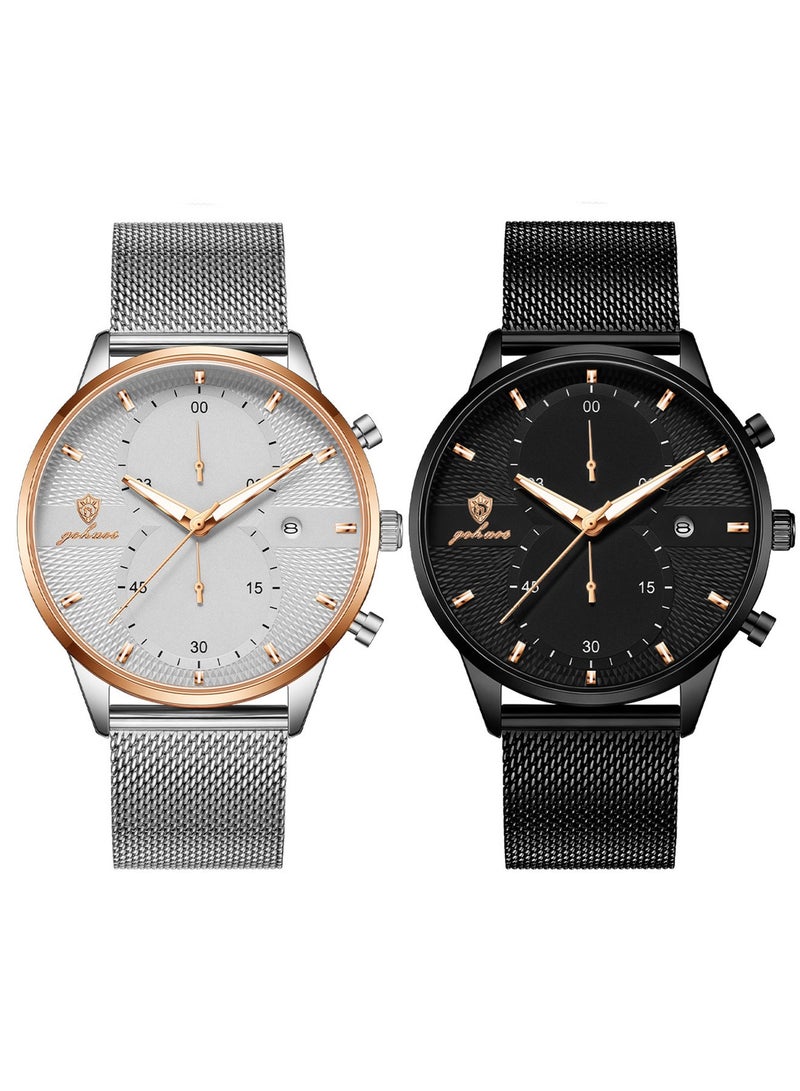 GOHUOS Men Watches Top Brand Luxury Waterproof Date Clock Male  Stainless Steel Strap Casual Quartz Watch Sports Wrist Watch Men - 45mm - Men Gift - Image 1