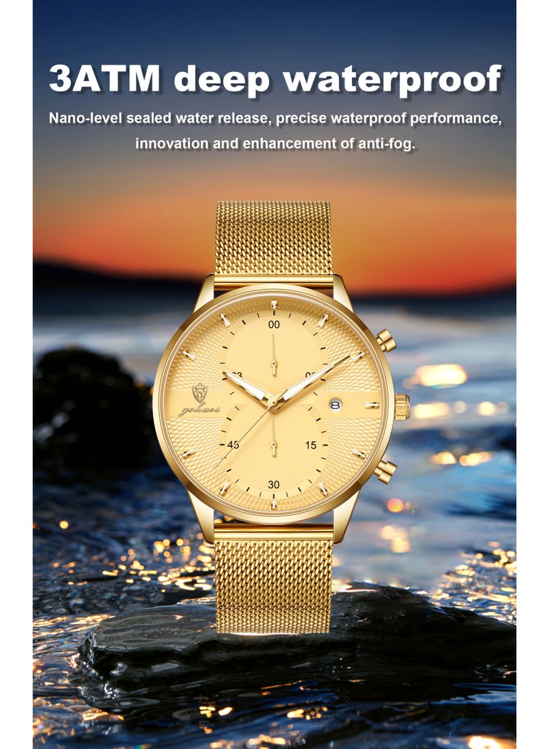 GOHUOS Men Watches Top Brand Luxury Waterproof Date Clock Male  Stainless Steel Strap Casual Quartz Watch Sports Wrist Watch Men - 45mm - Men Gift - Image 4