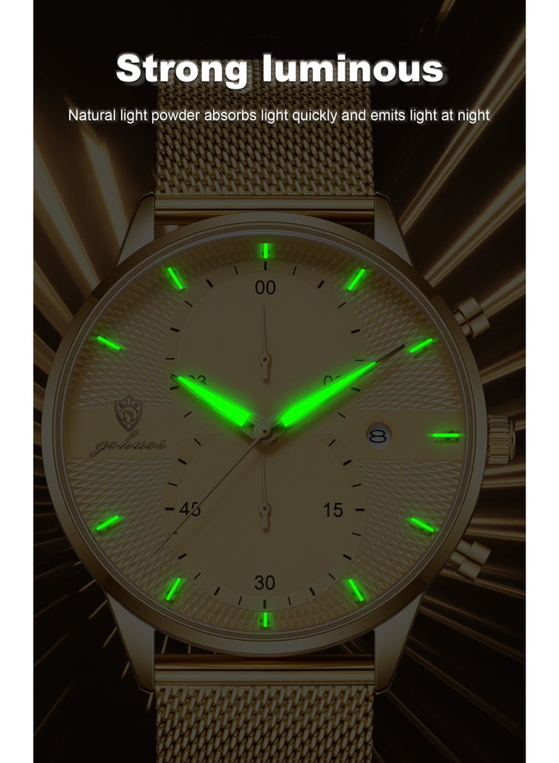 GOHUOS Men Watches Top Brand Luxury Waterproof Date Clock Male  Stainless Steel Strap Casual Quartz Watch Sports Wrist Watch Men - 45mm - Men Gift - Image 5