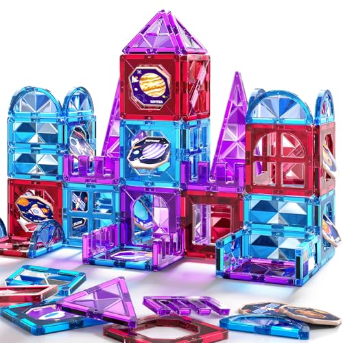 MSKOLER 80 PCS Magnetism Blocks Tiles for Kids Ages 3 4 5 6 7 8 Building Set for Toddlers 35 48 Stacking Blocks Educational Construction Toy for Boys and Girls Creative Play Birthday Gifts 24 - Image 1