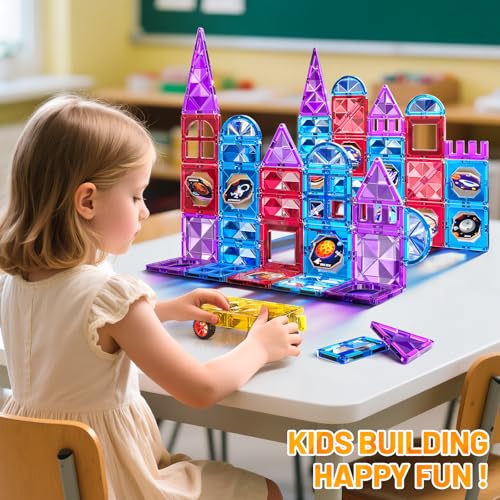 MSKOLER 80 PCS Magnetism Blocks Tiles for Kids Ages 3 4 5 6 7 8 Building Set for Toddlers 35 48 Stacking Blocks Educational Construction Toy for Boys and Girls Creative Play Birthday Gifts 24 - Image 5