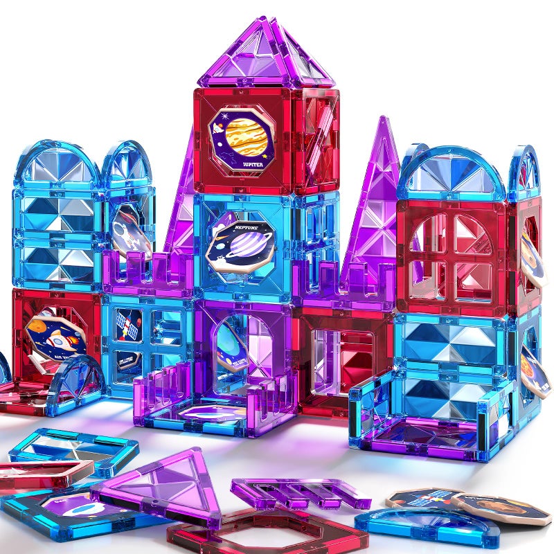 MSKOLER 80 PCS Magnetism Blocks Tiles for Kids Ages 3 4 5 6 7 8 Building Set for Toddlers 35 48 Stacking Blocks Educational Construction Toy for Boys and Girls Creative Play Birthday Gifts 24 - Image 3
