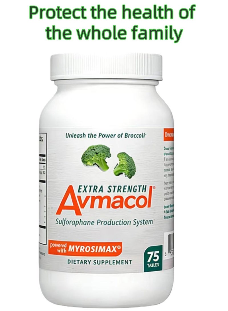 Nutramax Laboratories Avmacol Extra Strength #1 Researched Sulforaphane-Producing Brand for Detoxification, Antioxidant Support, Immune Health, Adults & Children, Moringa, 75 Tablets - Image 1