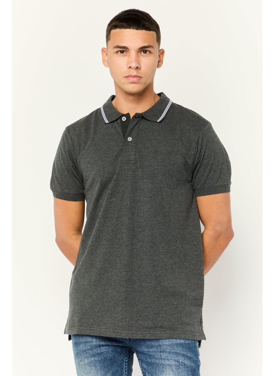 Nordland Men Regular Fit Brand Logo Short Sleeves Polo Shirt, Grey  - Image 1