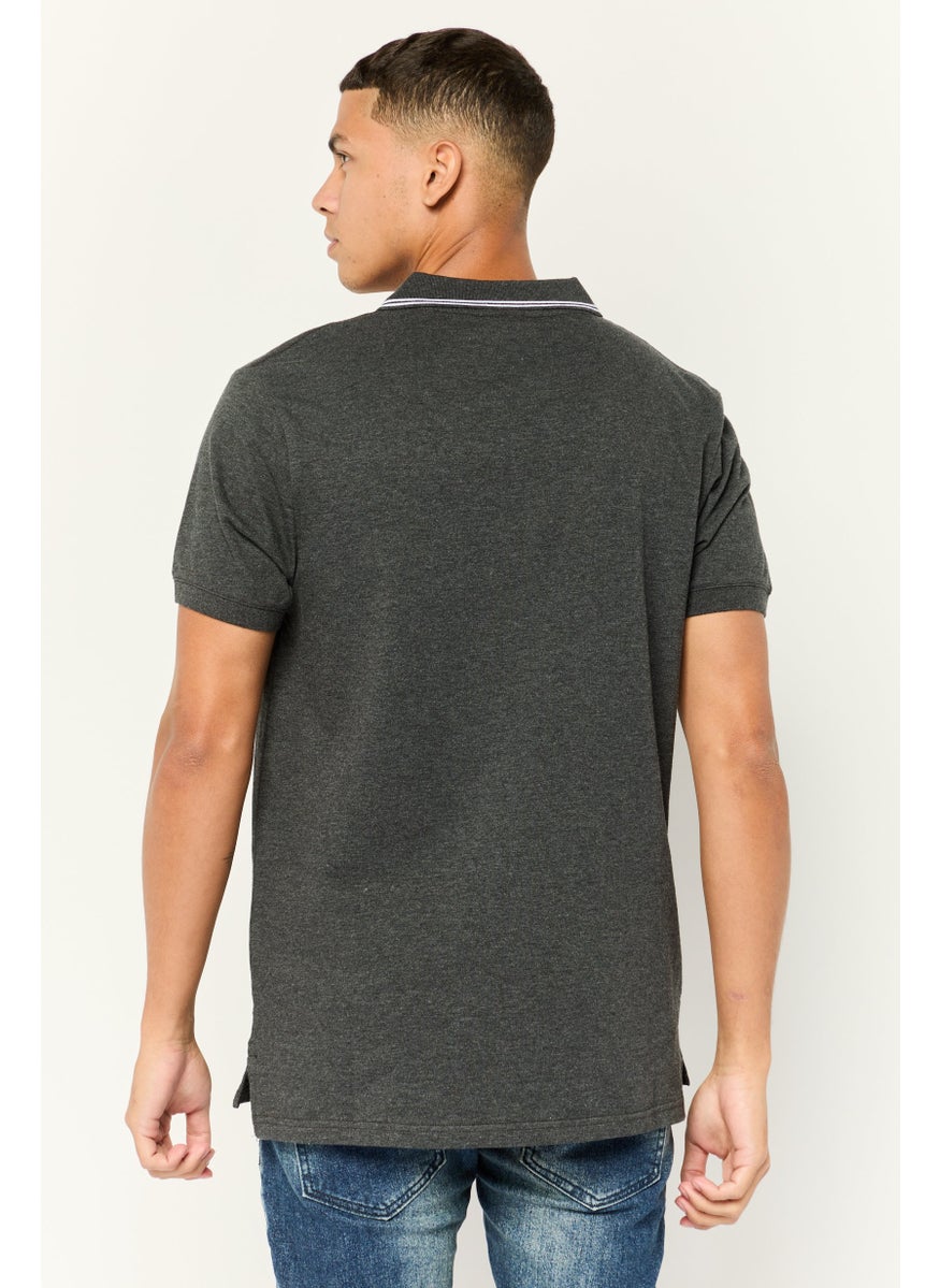Nordland Men Regular Fit Brand Logo Short Sleeves Polo Shirt, Grey  - Image 3