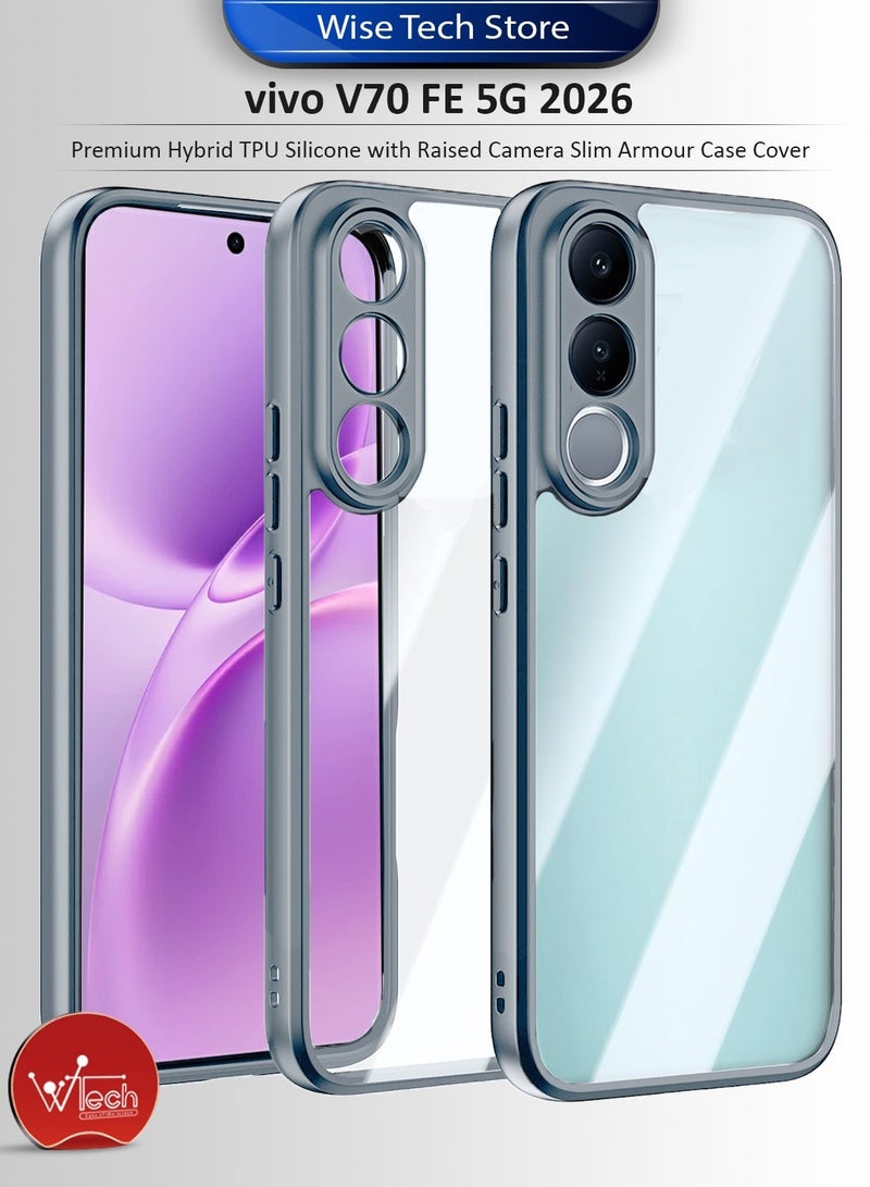 Wtech vivo V70 FE 5G 2026 Hybrid TPU Silicone with Raised Camera Slim Armour Case Cover (MCAPSA) - Clear/Grey & vivo V70 FE 5G 2026 Premium E2E Series Full Glue Full Cover Tempered Glass Screen Protector (MSGECN) - Clear/Black Bundle - Image 2