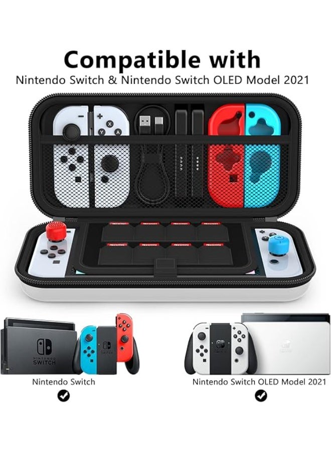 حافظة حمل لجهاز ‎Nintendo Switch 2‎، حافظة سفر واقية بسعة كبيرة مع ‎12‎ فتحة لبطاقات الألعاب لإكسسوارات ‎Nintendo Switch 2‎ طراز ‎2025‎ الأحدث، أبيض، Switch OLED، Switch - Image 2