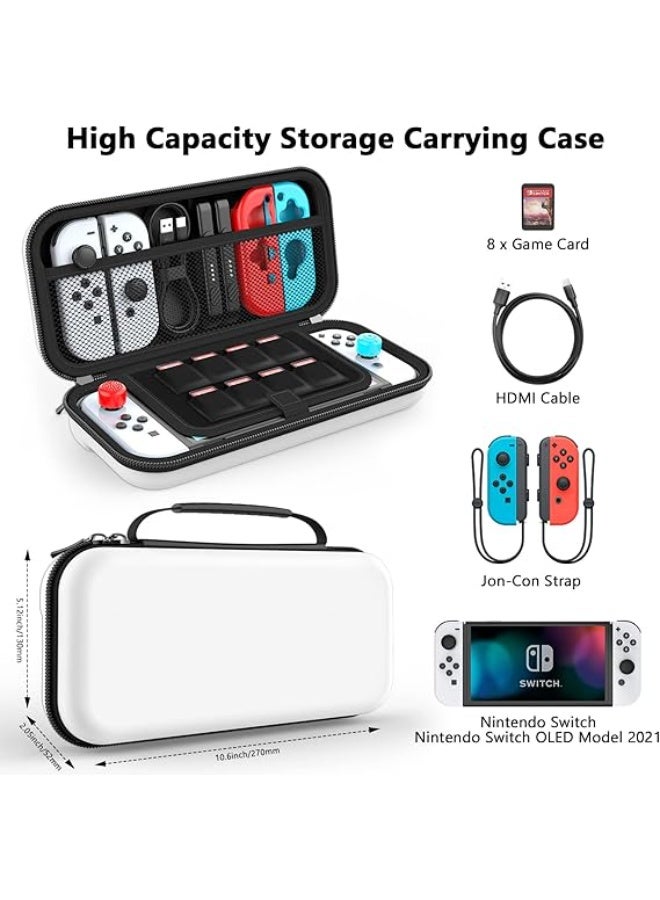 حافظة حمل لجهاز ‎Nintendo Switch 2‎، حافظة سفر واقية بسعة كبيرة مع ‎12‎ فتحة لبطاقات الألعاب لإكسسوارات ‎Nintendo Switch 2‎ طراز ‎2025‎ الأحدث، أبيض، Switch OLED، Switch - Image 3