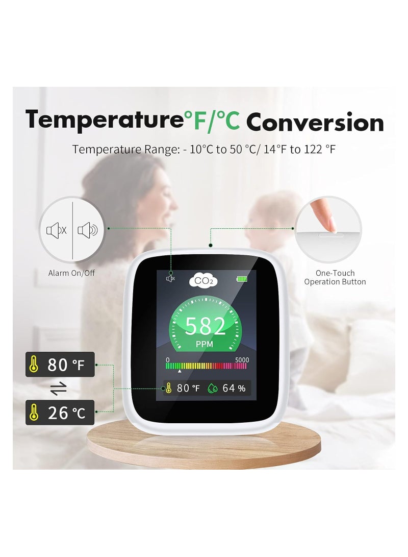 4-in-1 Indoor Air Quality Monitor - Portable CO2 Detector for Carbon Dioxide, Temperature, and Humidity with Alarm, Ideal for Grow Tents, Homes, and Cars. - Image 3