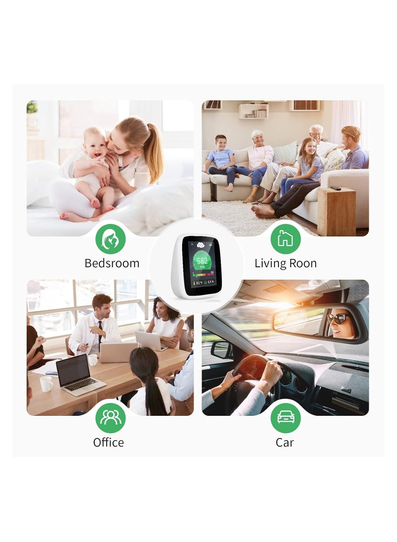 4-in-1 Indoor Air Quality Monitor - Portable CO2 Detector for Carbon Dioxide, Temperature, and Humidity with Alarm, Ideal for Grow Tents, Homes, and Cars. - Image 4