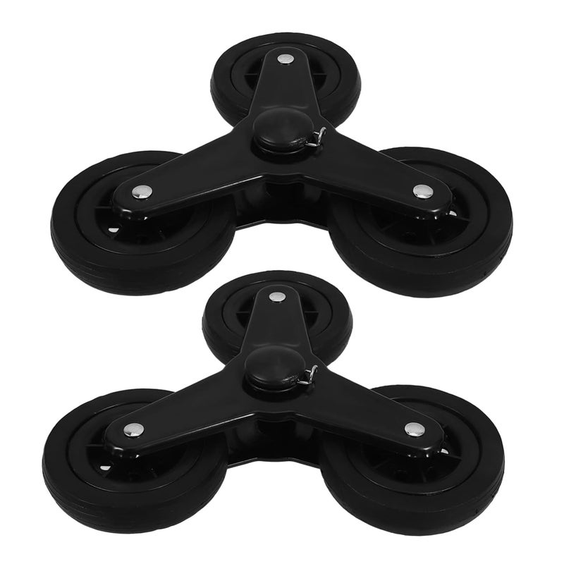 PartyKindom مجموعة استبدال عجلات صعود السلالم لعربة التسوق، مجموعة من 2 عجلة كاستير ثقيلة لعربة اليد - Image 1