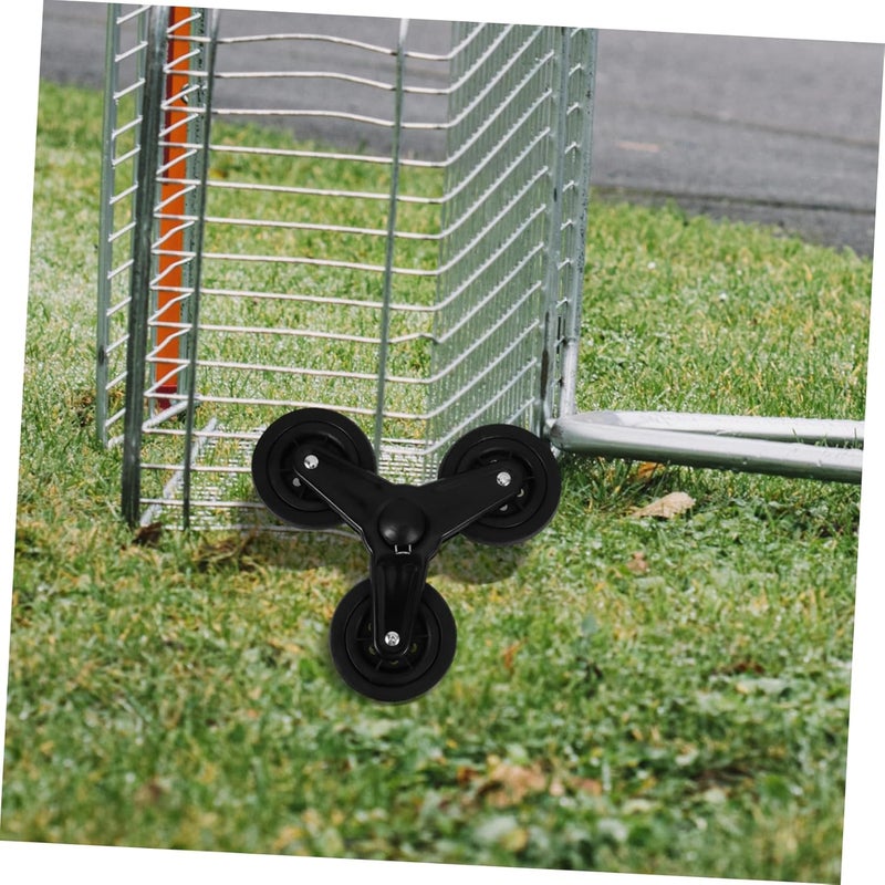 PartyKindom مجموعة استبدال عجلات صعود السلالم لعربة التسوق، مجموعة من 2 عجلة كاستير ثقيلة لعربة اليد - Image 3