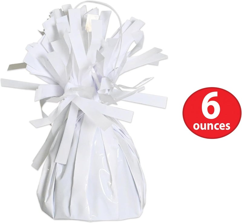Beistle White Metallic Wrapped Balloon Weights - Pack of 12 for Party Decorations - Image 5