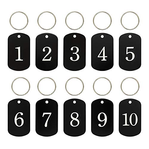 StayMax Aluminum Numbered Tags Key Tags ID Tags (1-50, Black) - Image 1