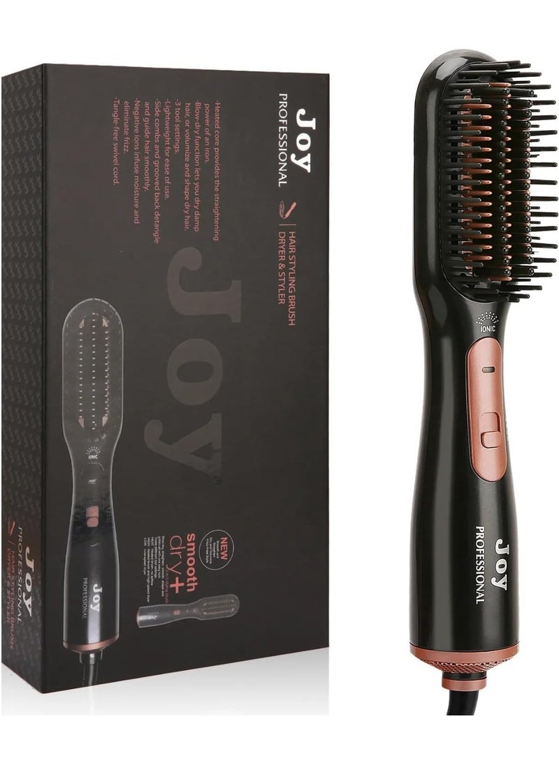 JOY 1200W Hair Dryer Brush – 3-in-1 Hot Air Styling Brush, Hair Dryer & Volumizer with Ionic Technology, Fast Drying, High-Low-Cool Settings, Lightweight Blow Dryer Brush for All Hair Types - Image 1