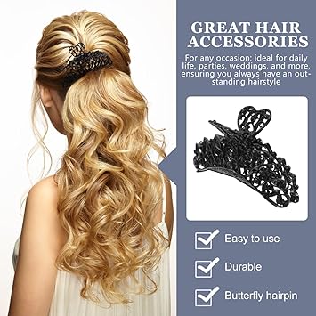 minkissy Black Alloy Jaw Clip Hollow Hair Claw Clips Goth Hair Clips Hair Grip Metal Claw Gothic Style Hair Claw for Women Girls Long Hair 3 inch 8 cm - Image 4