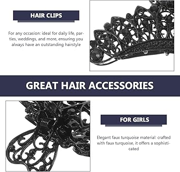minkissy Black Alloy Jaw Clip Hollow Hair Claw Clips Goth Hair Clips Hair Grip Metal Claw Gothic Style Hair Claw for Women Girls Long Hair 3 inch 8 cm - Image 5